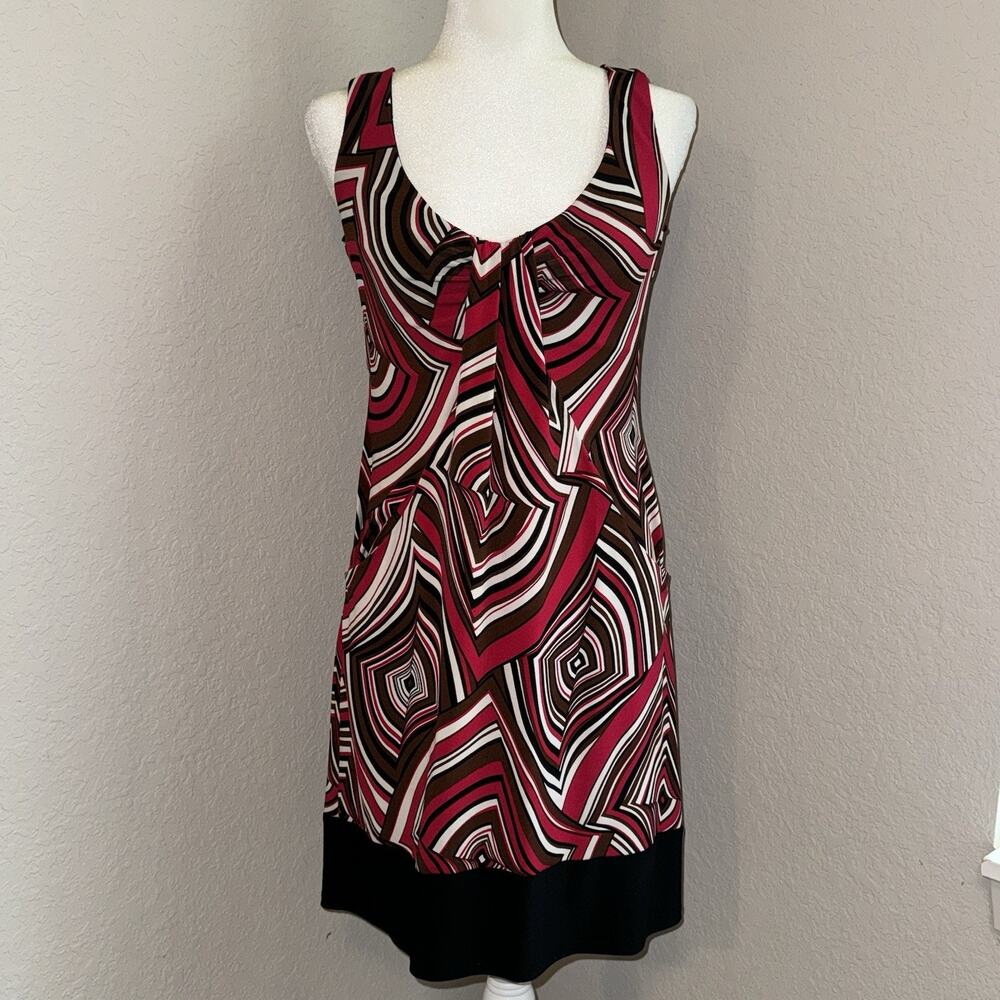 Bison Bisou Sheath Dress Women's 4 Multicolor Abstract Sleeveless Y2K 2000s